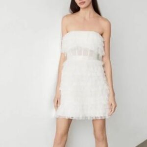 BCBG Max Azria Off-White Ruffle Mini Dress sz 2